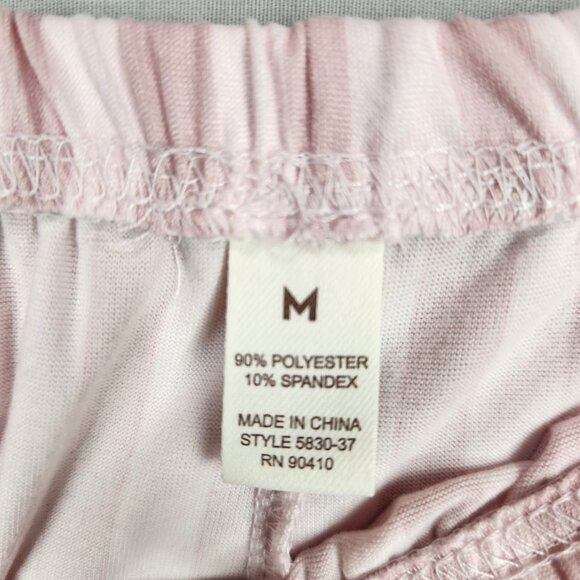 Laura Ashley Pink Stripe Knit Pajamas SZ M Button Front Contrasting Trim - Picture 13 of 14